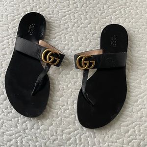Gucci Marmont Black Thong Sandals 37